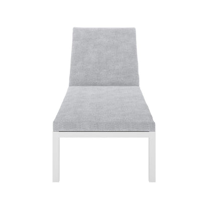 Bahiya Aluminium Outdoor Sunbed with Cushion, showcasing its sleek aluminium frame and comfortable cushion, highlighting the sunbed's modern design and sturdy construction.