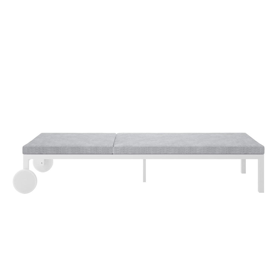 Bahiya Aluminium Outdoor Sunbed with Cushion White, showcasing a close-up of its sleek, durable frame and plush cushion, ideal for outdoor relaxation in a modern, stylish design.