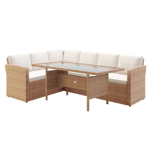 Ballena 6 Seater Wicker Outdoor Dining Set in Beige