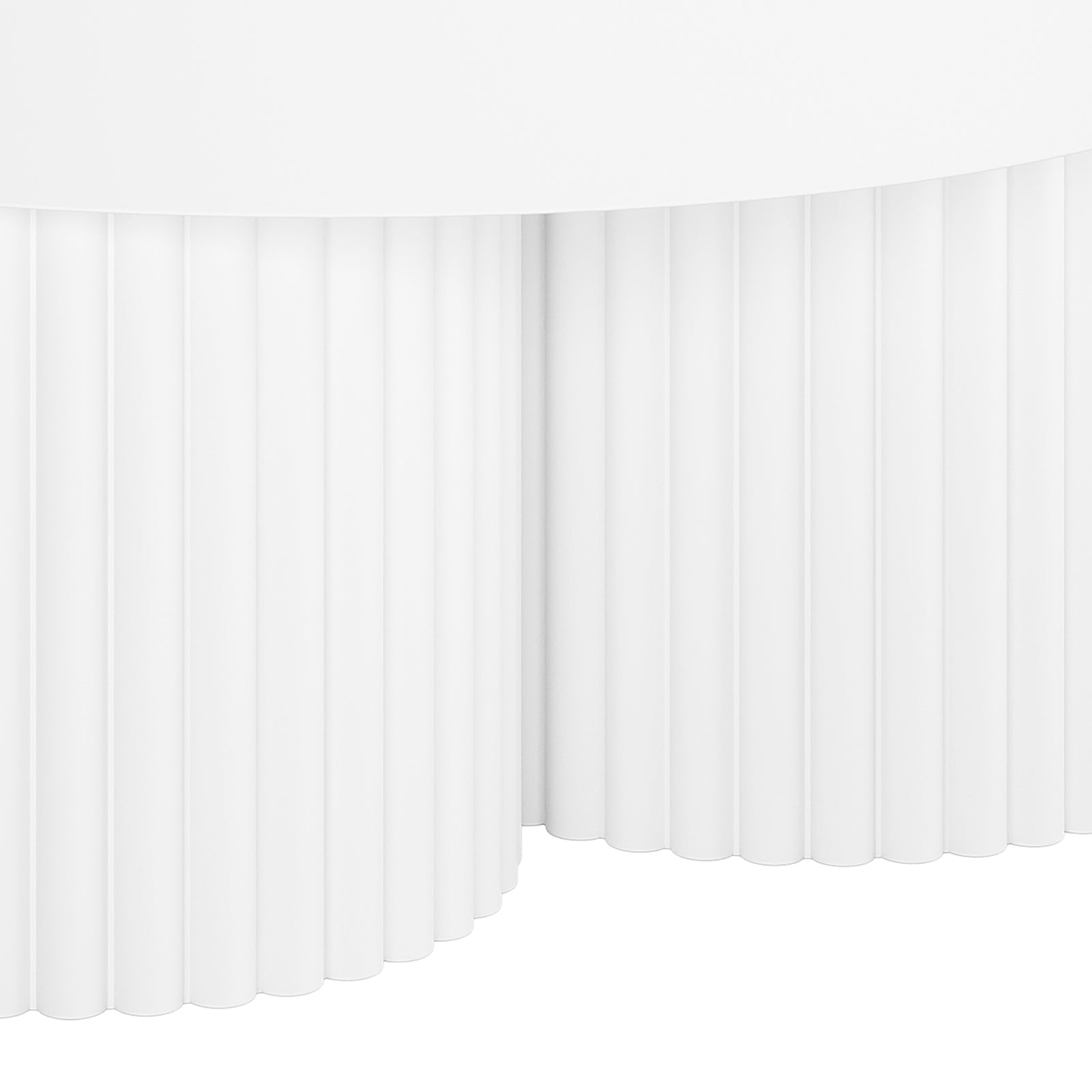 Close-up of the Basalt & Salvo Outdoor Concrete Coffee Table Set in White, featuring a smooth, fluted design with evenly spaced vertical cylinders, highlighting its minimalist and elegant architectural form.