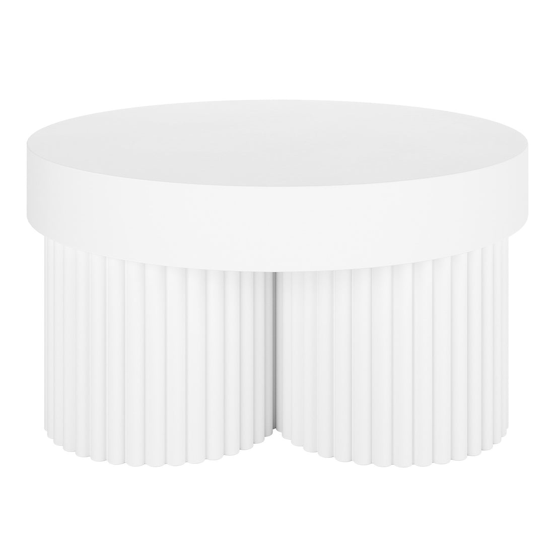 Basalt 70cm Indoor & Outdoor Concrete Coffee Table in White, featuring a robust, cylindrical design with a smooth surface, perfect for versatile indoor or outdoor use.