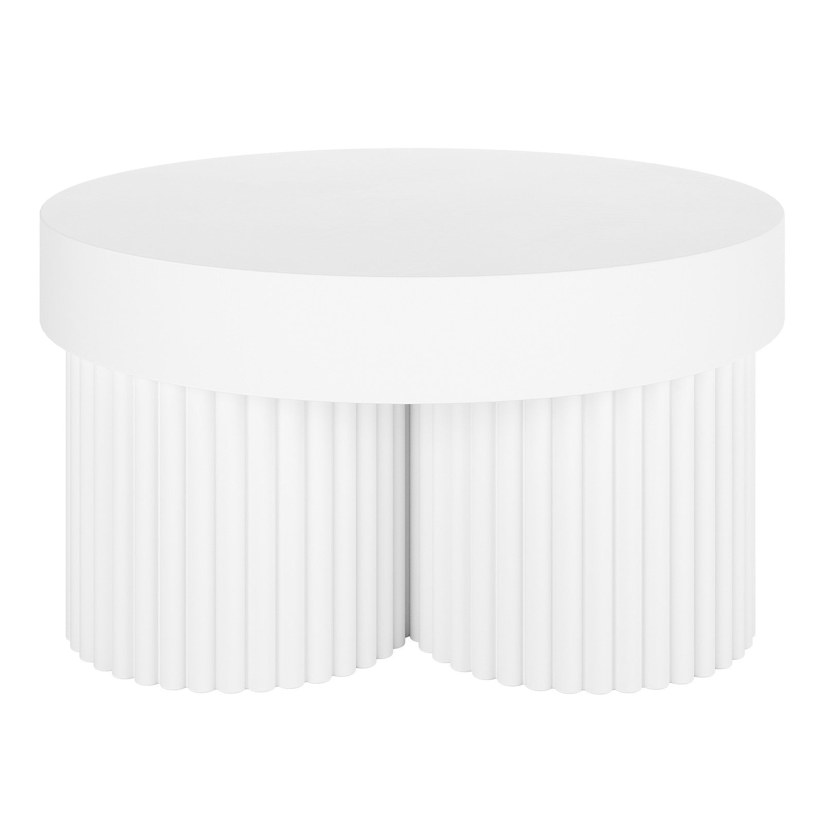 Basalt 70cm Indoor & Outdoor Concrete Coffee Table in White, featuring a robust, cylindrical design with a smooth surface, perfect for versatile indoor or outdoor use.