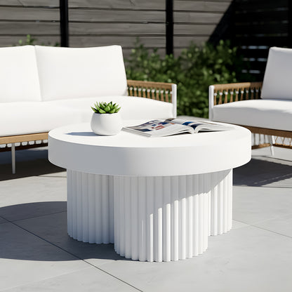 Basalt 70cm Indoor & Outdoor Concrete Coffee Table in White