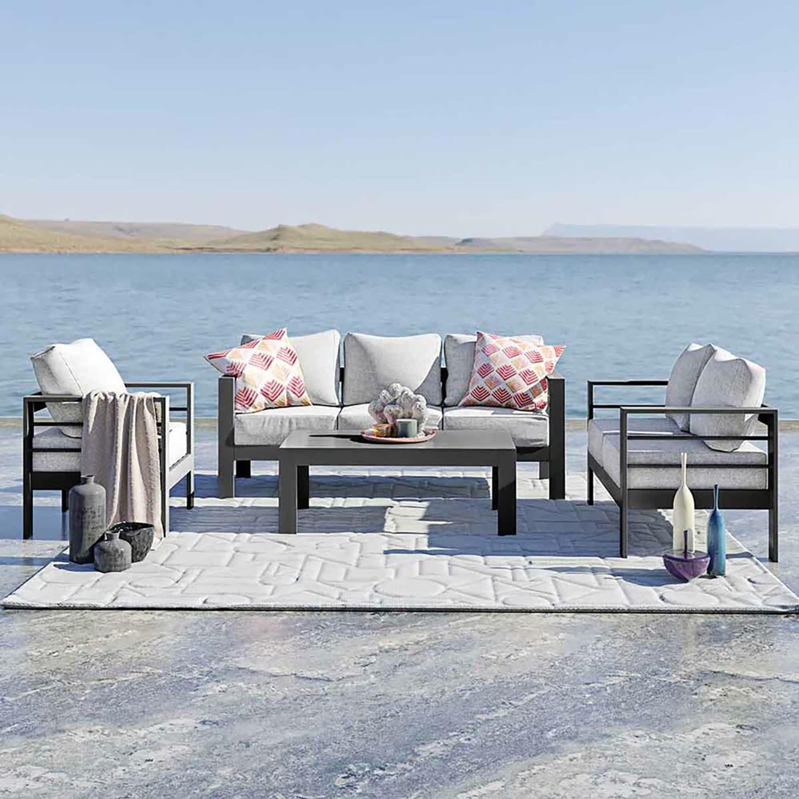 Luxo Bayo 6-Seater Aluminium Outdoor Set in Grey – Luxo Living