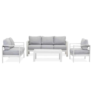 Luxo Bayo 6-Seater Aluminium Outdoor Set in White & Grey