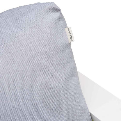 Close-up of the Luxo Bayo 6 Seater Aluminium Outdoor Furniture Set, showcasing plush 15cm cushions on a sleek powder-coated aluminium frame, highlighting its inviting design for garden gatherings.