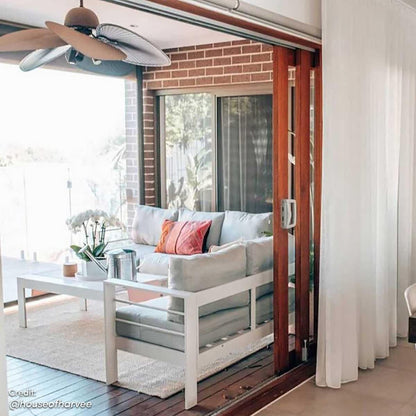 Luxo Bayo 6 Seater Aluminium Outdoor Furniture Set featuring sleek aluminium frames and plush 15cm cushions, perfect for garden parties, comfortably seating six. Stylish and inviting outdoor lounging solution.