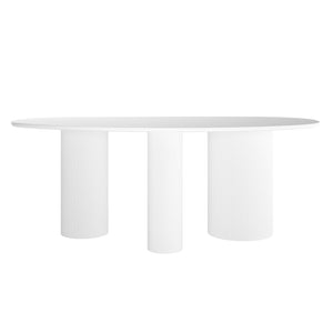 Belmar 200cm Curved Outdoor Concrete Dining Table in White
