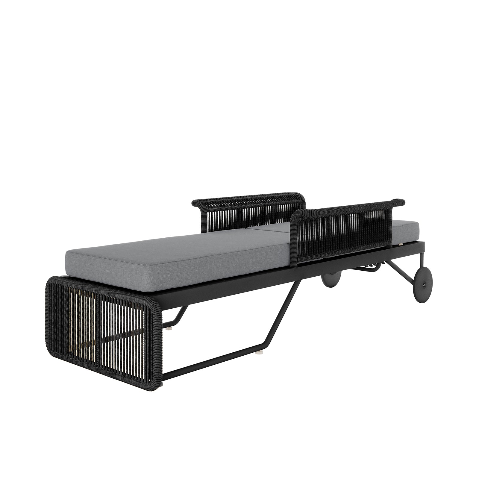 Boonoo Premium Aluminium Outdoor Rattan Sun Lounger Grey features a sleek design with a sturdy aluminium frame and handwoven rattan, showcasing plush, quick-dry cushions for ultimate outdoor relaxation.