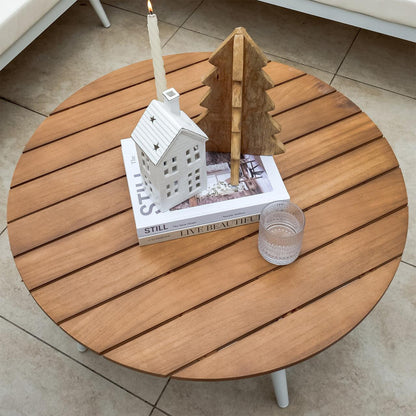 Breeza 5-Seater Outdoor Corner Lounge Set with Teak Table features cream cushions on a robust, stylishly rope-wrapped frame, complemented by a teak table, ideal for versatile outdoor relaxation.