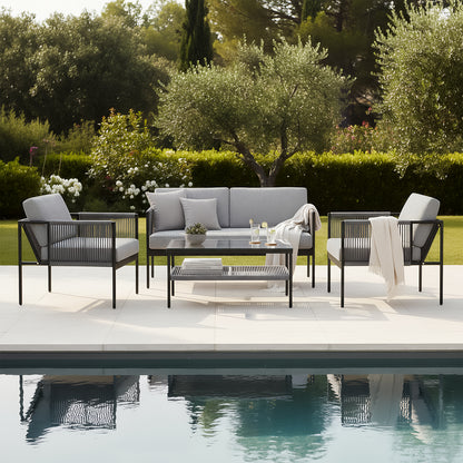 Brujas 4 Seater Wicker Outdoor Lounge Set in Grey