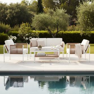 Brujas 4 Seater Wicker Outdoor Lounge Set in Light Beige