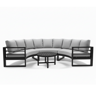 Callanna 5 Seater Curved Outdoor Lounge Set in Dark Grey