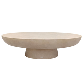 Cassius Oval Outdoor Concrete Coffee Table in Ivory