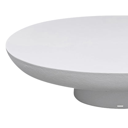 Cassius Oval Outdoor Concrete Coffee Table in White