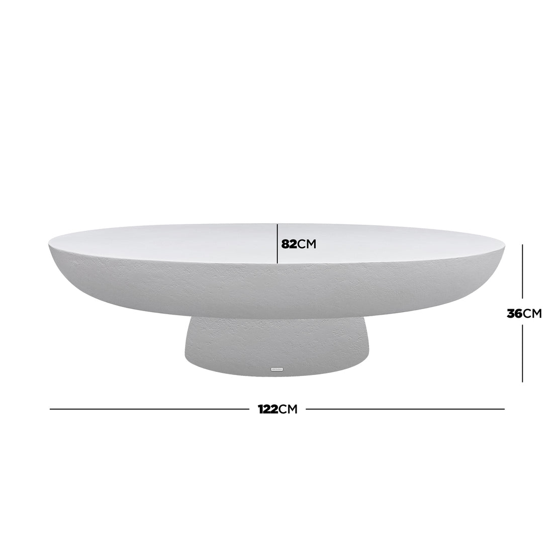 Cassius Oval Outdoor Concrete Coffee Table in White