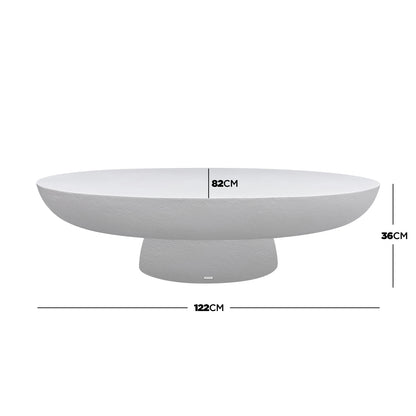 Cassius Oval Outdoor Concrete Coffee Table in White