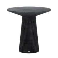 Darien 80cm Round Concrete Bistro Table in Grey Marble with fluted base and smooth, rounded top