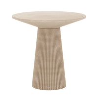 Darien 80cm Round Concrete Bistro Table in Ivory with fluted pedestal base and smooth top