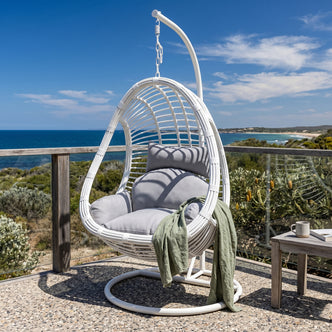 Deanna Outdoor Hanging Egg Chair with Cushion in White