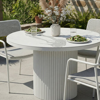 Evone Aluminium & Sintered Stone Outdoor Table in White
