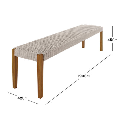 Fentan 4 Seater Solid Timber Outdoor Bench features a smooth fabric surface, sturdy acacia wood frame, and spacious design suitable for outdoor seating, enhancing any patio or garden space.