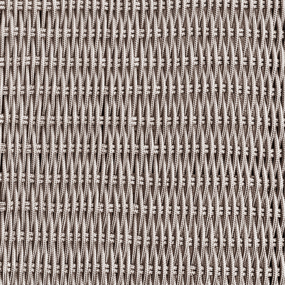 Close-up of the Fentan 4 Seater Solid Timber Outdoor Bench, highlighting its intricate woven fabric pattern and robust acacia wood construction, emphasizing durability and elegant outdoor design.