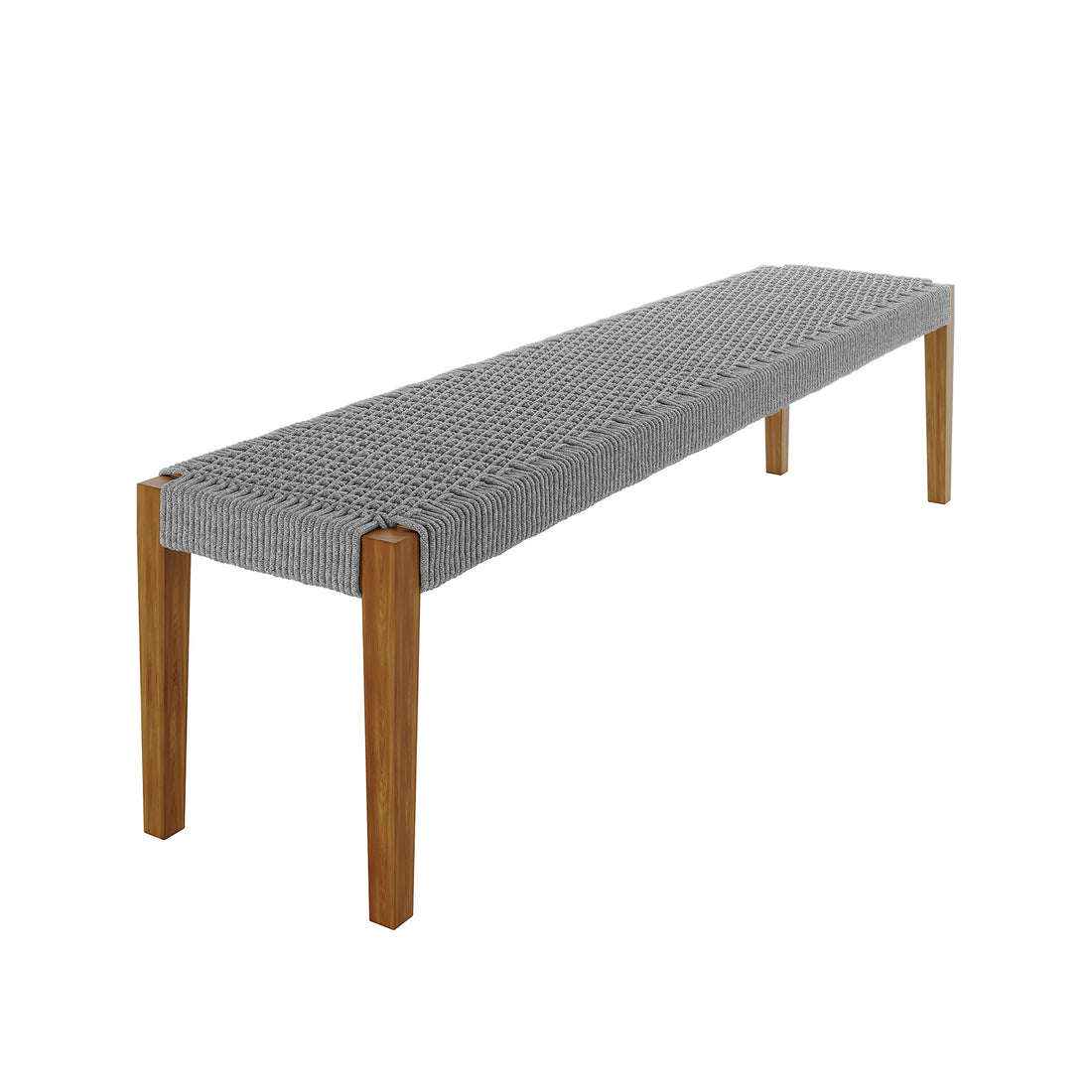 Fentan 4 Seater Solid Timber Outdoor Bench - Light Grey, showcasing a sturdy acacia wood frame with minimalist design, wooden legs, and spacious seating for four, ideal for outdoor relaxation.