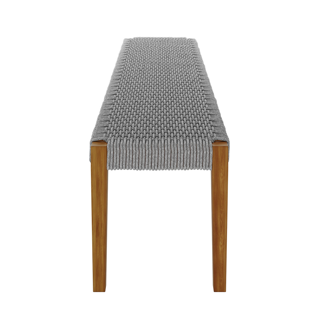 Close-up of the Fentan 4 Seater Solid Timber Outdoor Bench - Light Grey, showcasing its sturdy timber construction and sleek, minimalist design ideal for enhancing any outdoor setting.