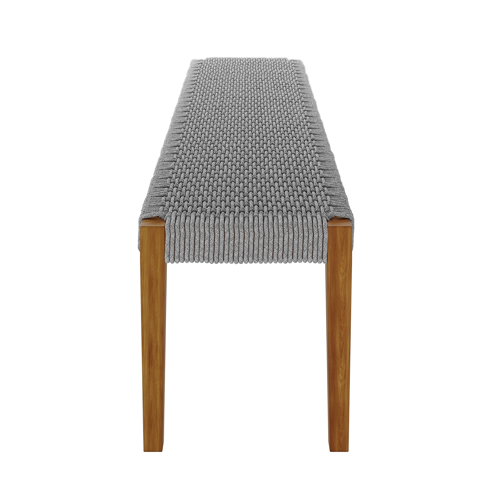 Close-up of the Fentan 4 Seater Solid Timber Outdoor Bench - Light Grey, showcasing its sturdy timber construction and sleek, minimalist design ideal for enhancing any outdoor setting.