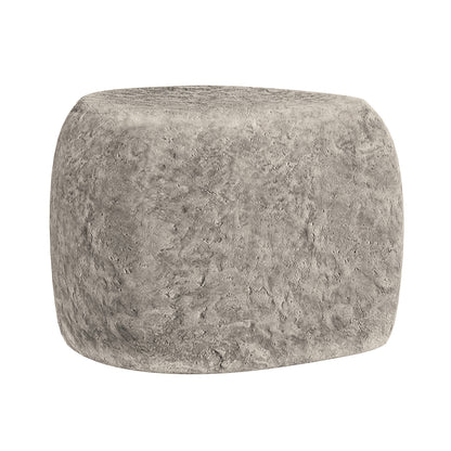 Hollie Indoor/Outdoor Round Concrete Side Table, featuring a stone-like texture and organic round shape, suitable for modern farmhouse decor. Perfect for both indoor and outdoor settings.