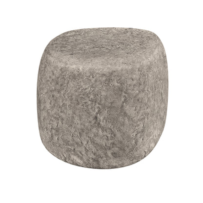 Hollie Indoor/Outdoor Round Concrete Side Table - Stone; a sleek, grey cylinder-shaped concrete table, perfect for adding modern farmhouse charm to any indoor or outdoor space.