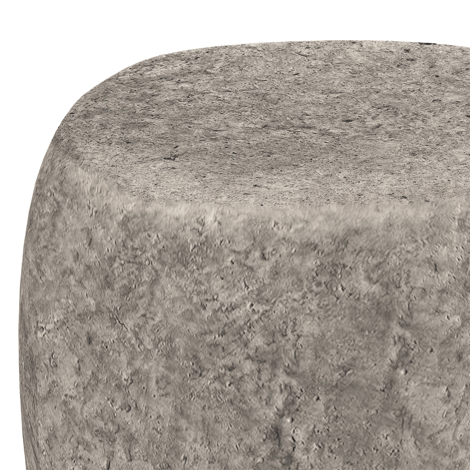 Hollie Indoor/Outdoor Round Concrete Side Table - Stone, featuring a smooth, natural concrete texture with an organic round shape, ideal for enhancing modern farmhouse decor in both indoor and outdoor settings.