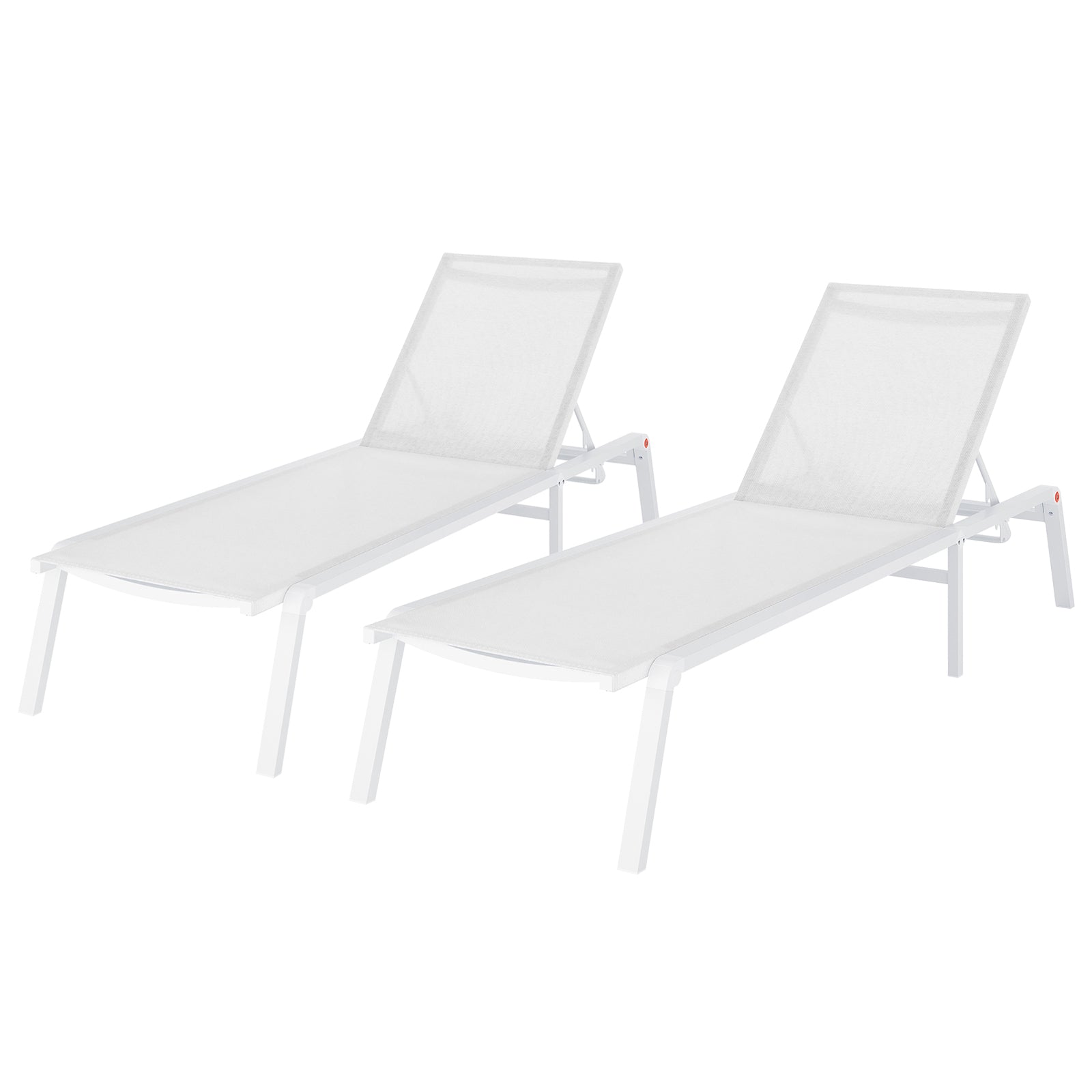 Jabari Textilene Aluminium Sunbed Set of 2 in Cream White, featuring sleek design with adjustable backs and durable aluminium frames, perfect for outdoor relaxation and style.