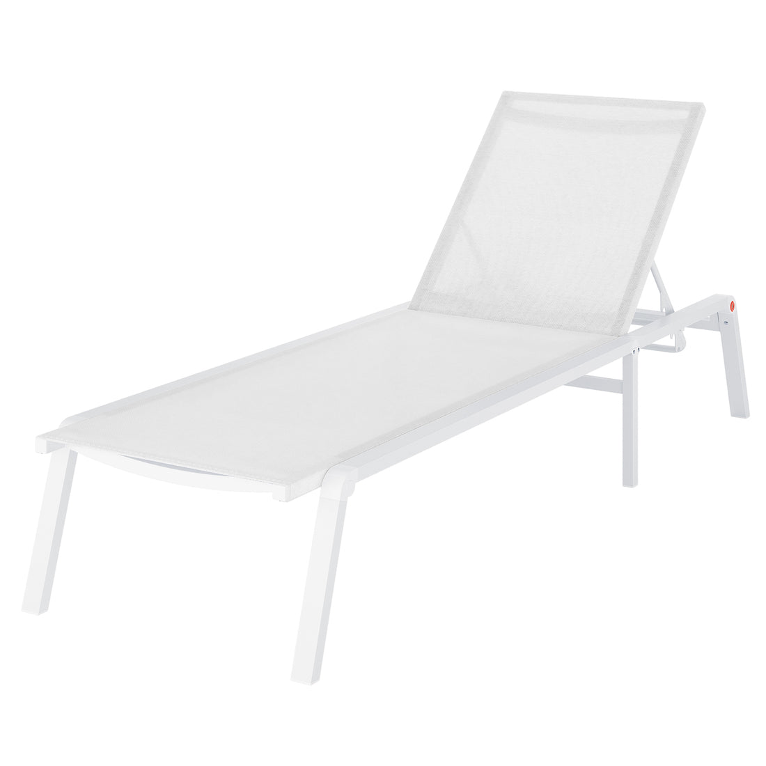 Jabari Textilene Aluminium Sunbed Set of 2 in Cream White, featuring an adjustable mesh backrest and sturdy metal frame, designed for outdoor relaxation and durability.