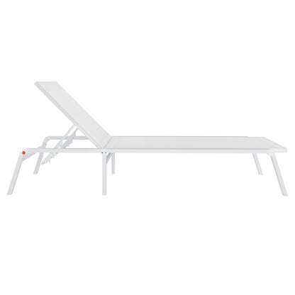 Jabari Textilene Aluminium Sunbed Set of 2 in Cream White, featuring adjustable reclining backrests and a durable mesh seating surface, perfect for outdoor relaxation and comfort.