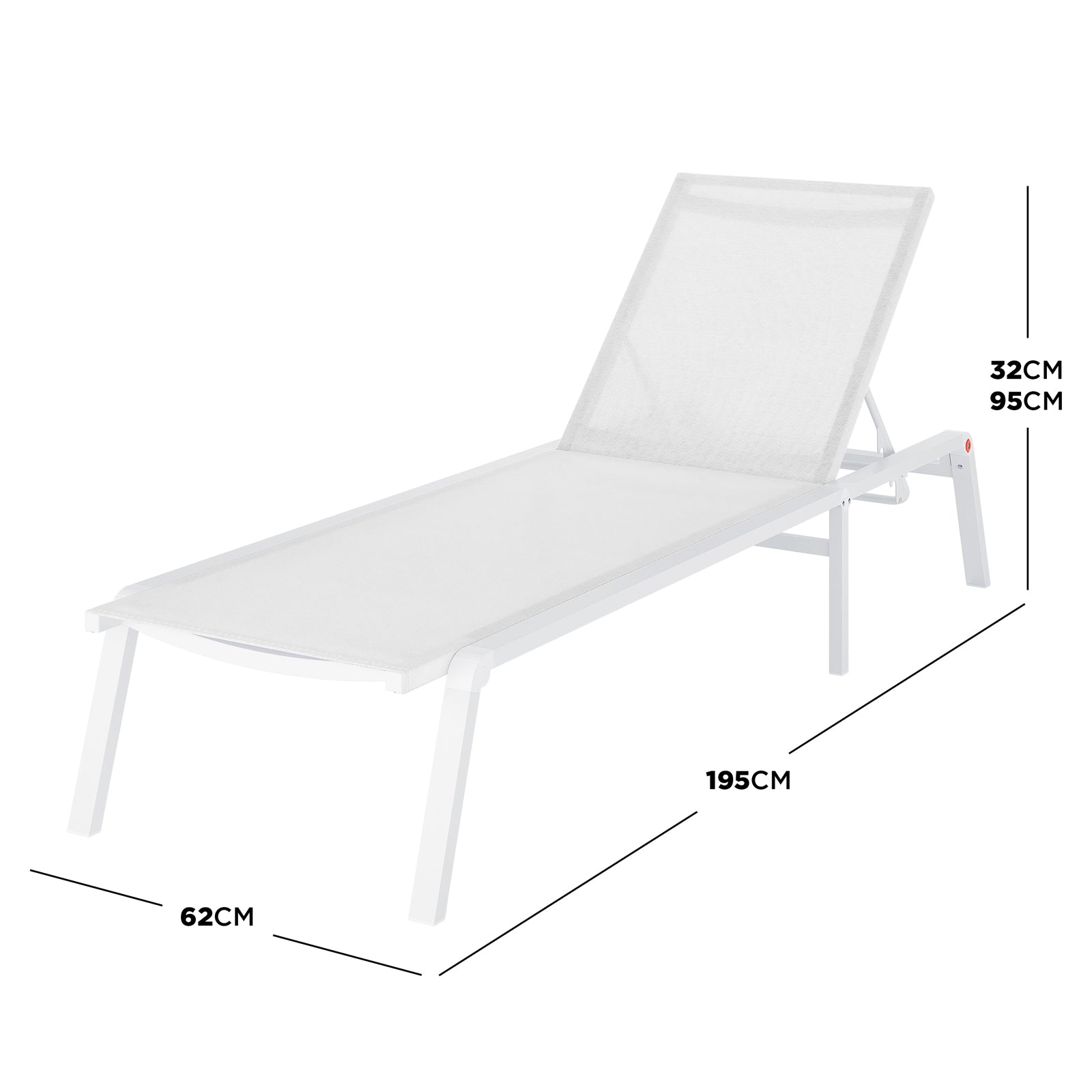 Jabari Textilene Aluminium Sunbed Set of 2 in Cream White, featuring a sleek design with adjustable backrests, sturdy powder-coated aluminium frames, and durable Textilene fabric for outdoor relaxation.