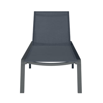 Jabari Outdoor Sun Loungers with Cushions Set of 2 in Black feature a modern, slim metal frame with mesh-style fabric, slightly inclined backrests, and removable cushions, embodying minimalist, contemporary outdoor elegance.