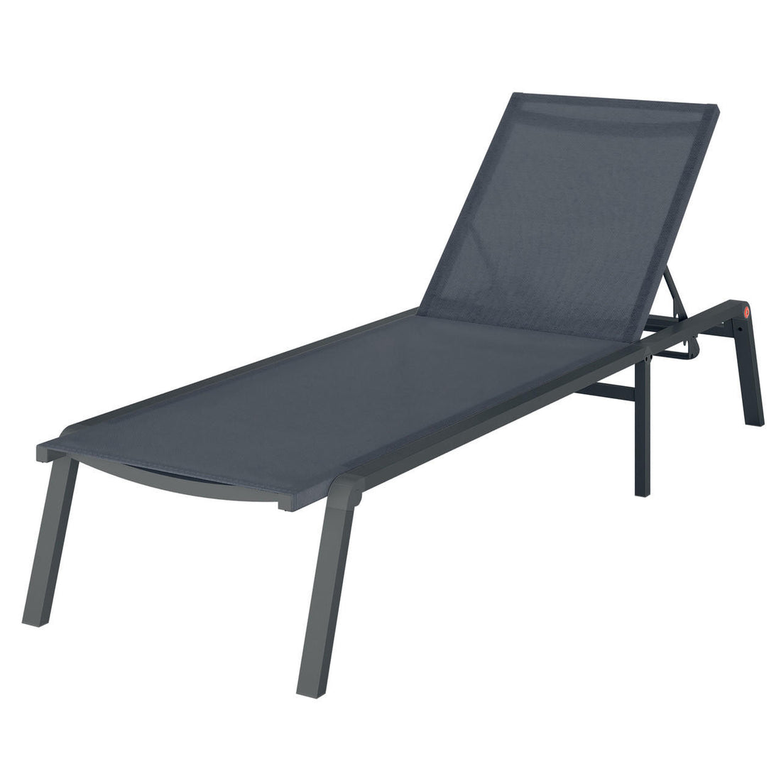 Jabari Outdoor Sun Loungers with Cushions Set of 2 in Black, featuring a sleek metal frame, mesh seat, and adjustable backrest, ideal for comfortable outdoor relaxation.