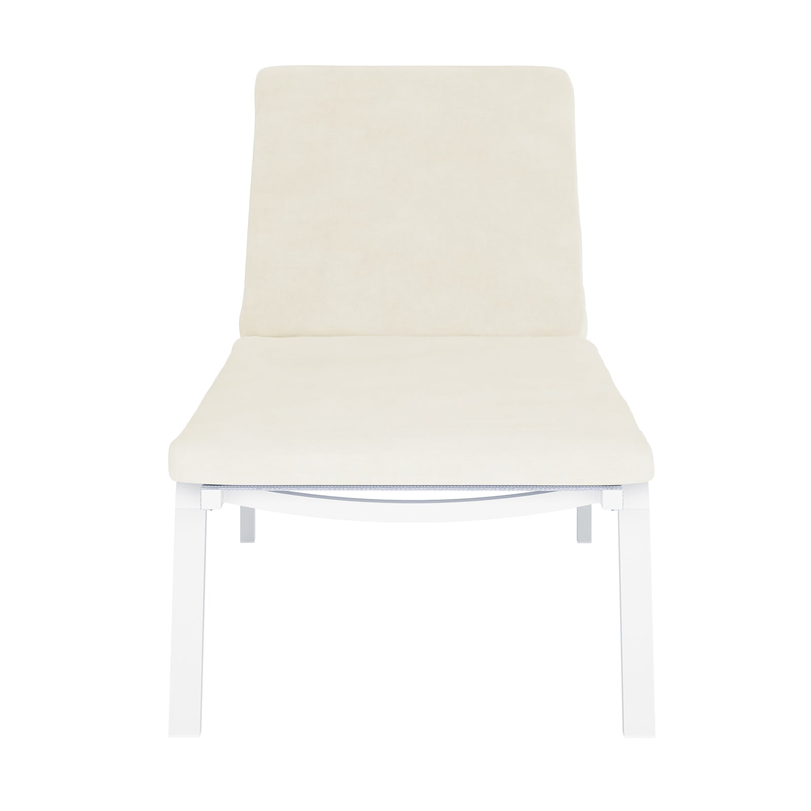 Jabari Outdoor Sunbed with Cushion Cream White Set of 2 features sleek, white chairs with plush cushions, highlighting their modern design and durability, perfect for enhancing outdoor relaxation and style.