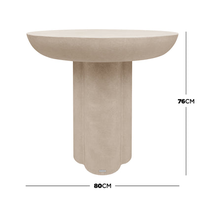 Jareth Round Concrete Outdoor Entry Table in Ivory