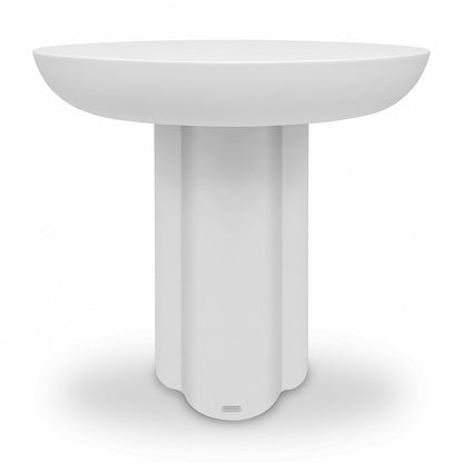 Jareth Round Concrete Outdoor Entry Table in White