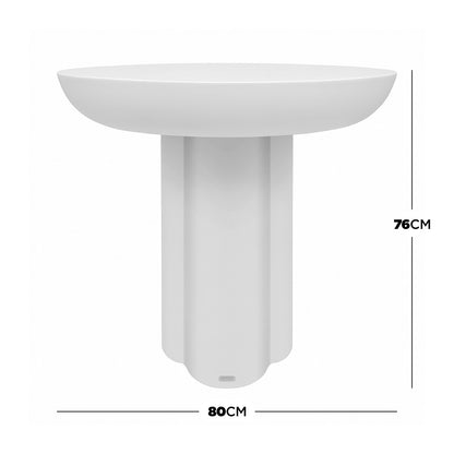 Jareth Round Concrete Outdoor Entry Table in White