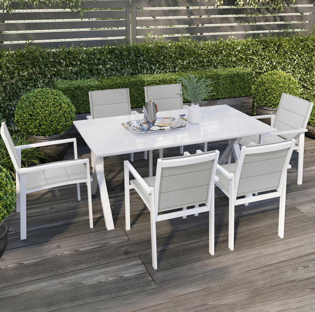 Jensen Seater Aluminium Outdoor Dining Set in Light Grey – Luxo