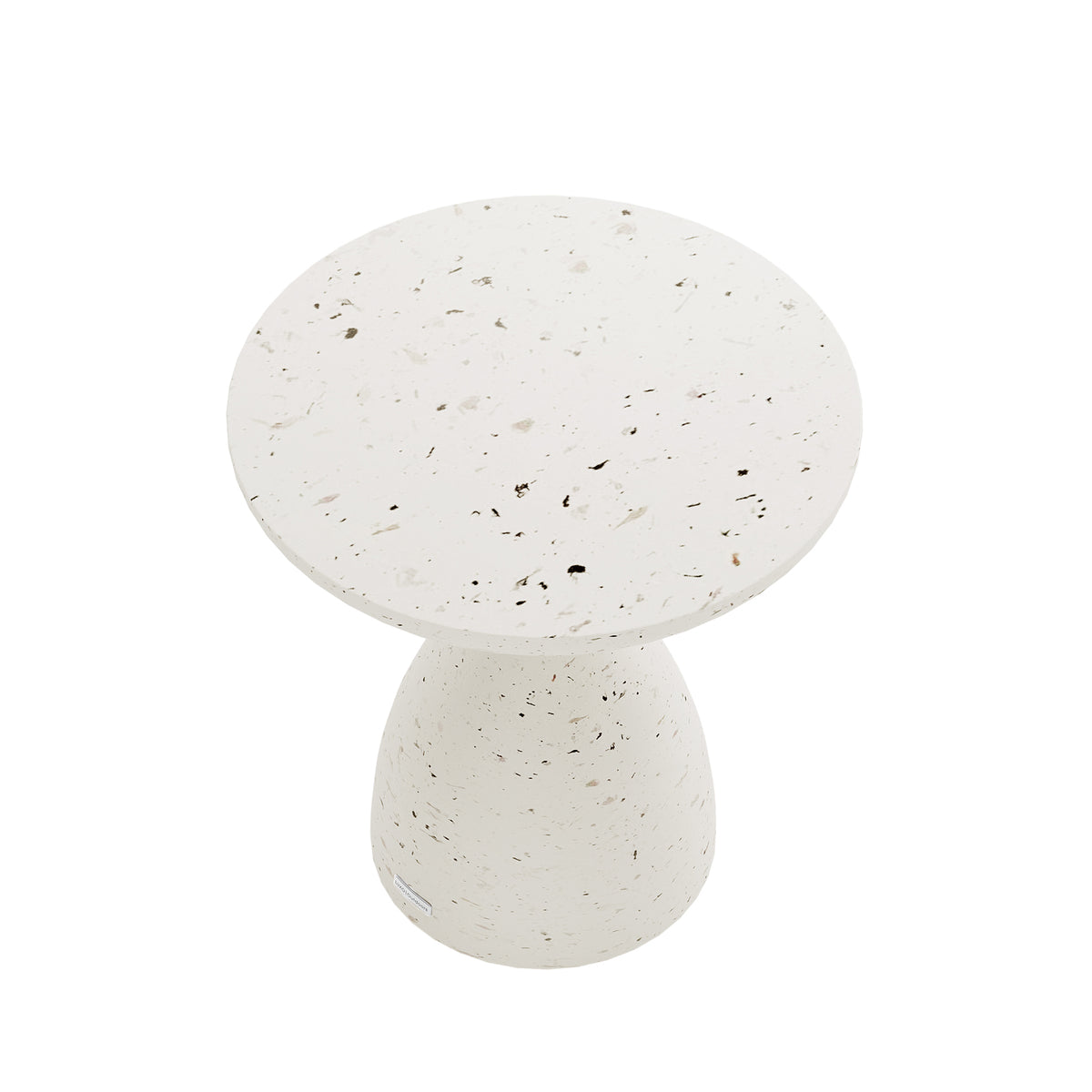 Junia Round Pedestal Outdoor Concrete Side Table in Terrazzo