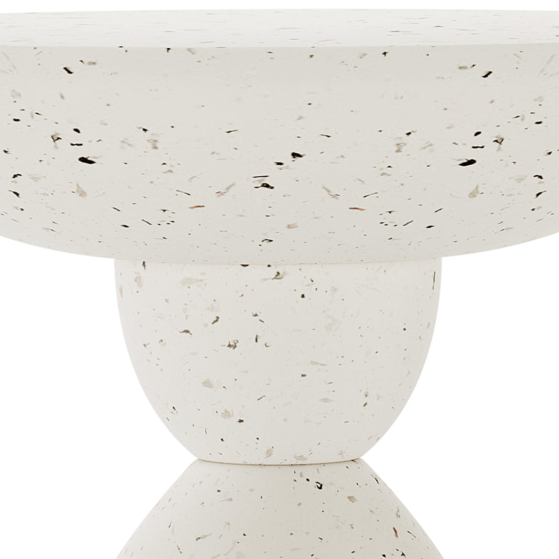Close-up of Junia Terrazzo Indoor Outdoor Pedestal Concrete Side Table texture, showing speckled aggregate finish