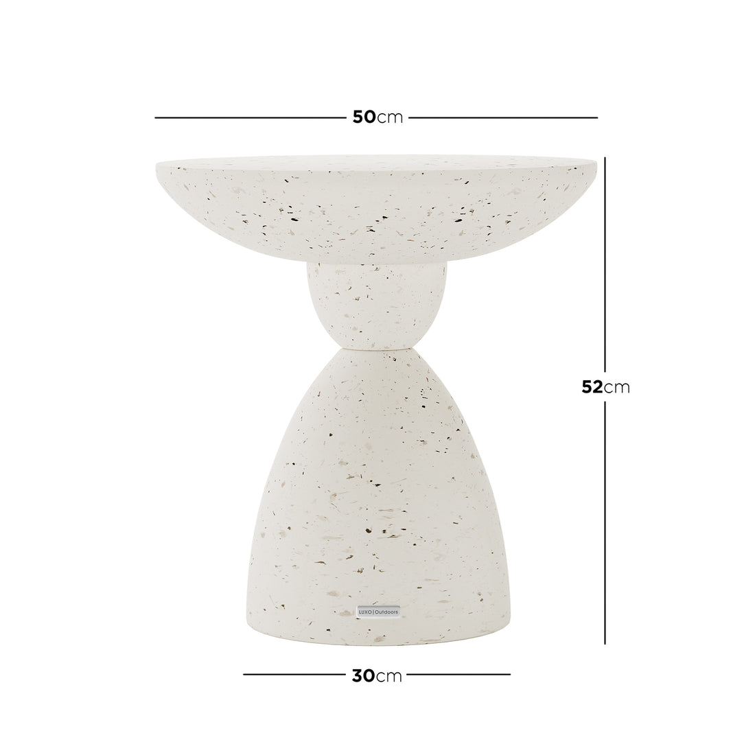 Dimensions of Junia Terrazzo Indoor Outdoor Pedestal Concrete Side Table: 50cm (W) x 50cm (D) x 52cm (H)