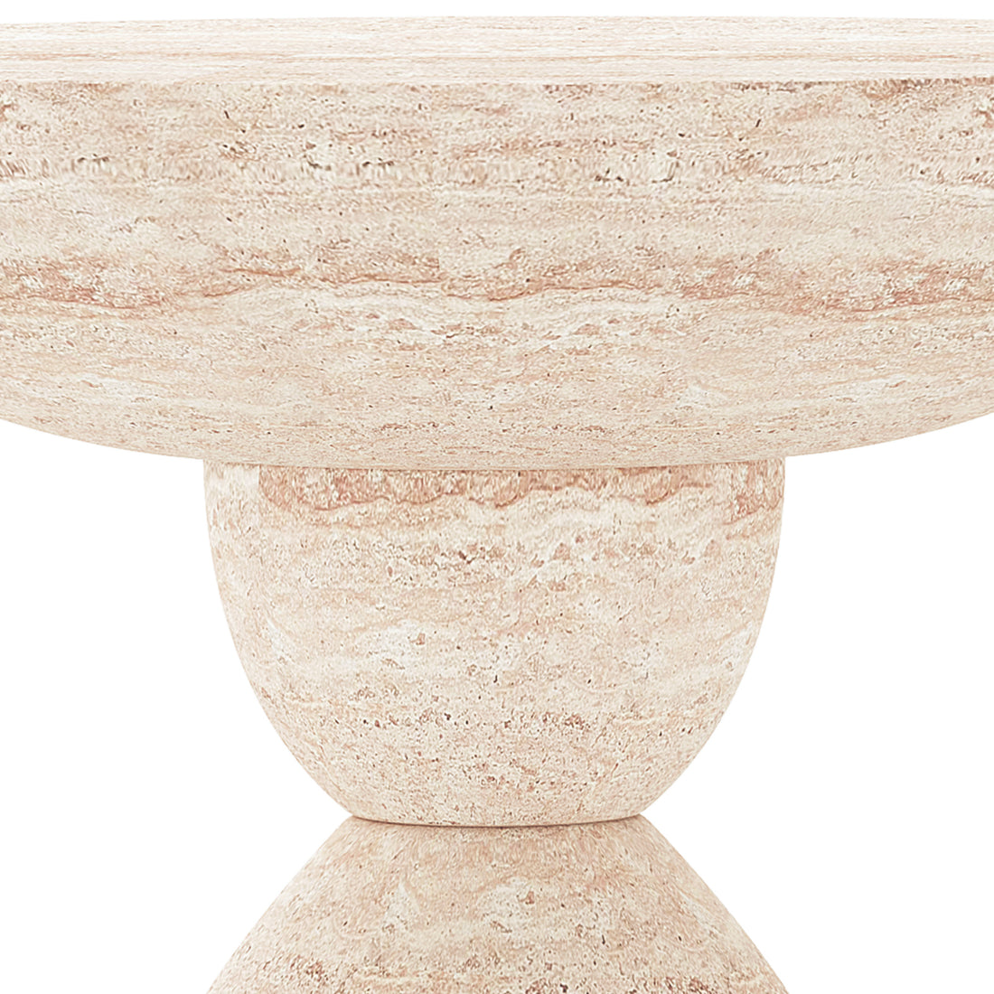 Close-up of Junia Travertine Indoor Outdoor Pedestal Concrete Side Table texture, showing speckled aggregate finish
