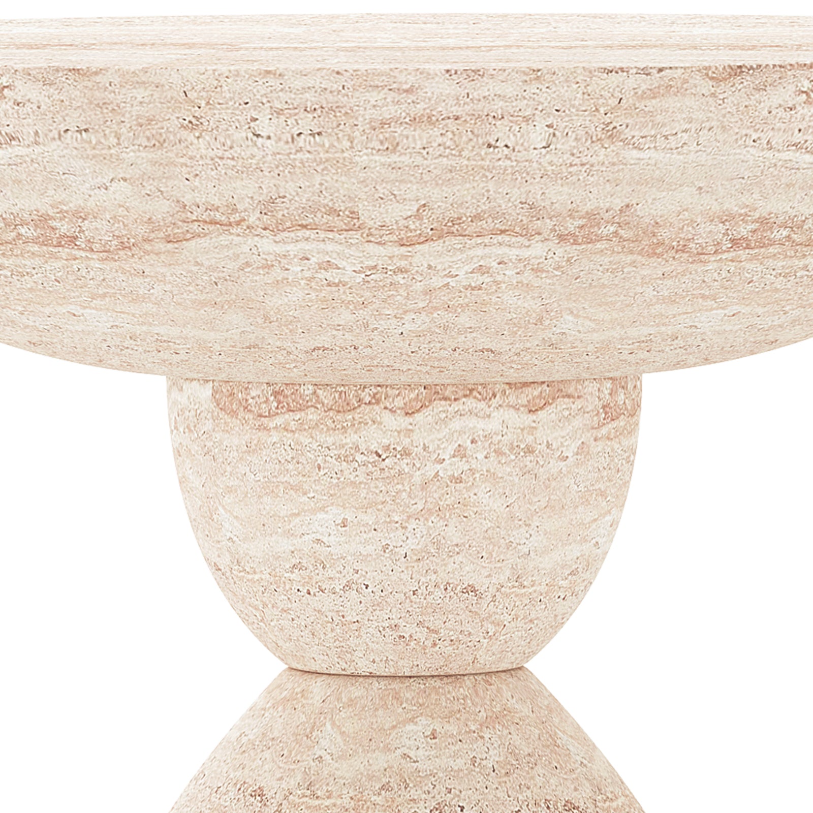 Close-up of Junia Travertine Indoor Outdoor Pedestal Concrete Side Table texture, showing speckled aggregate finish