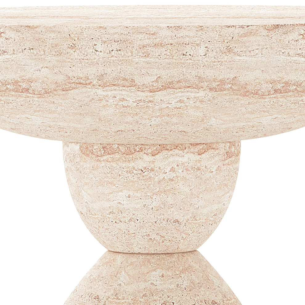 Junia Round Outdoor Concrete Side Table in Travertine